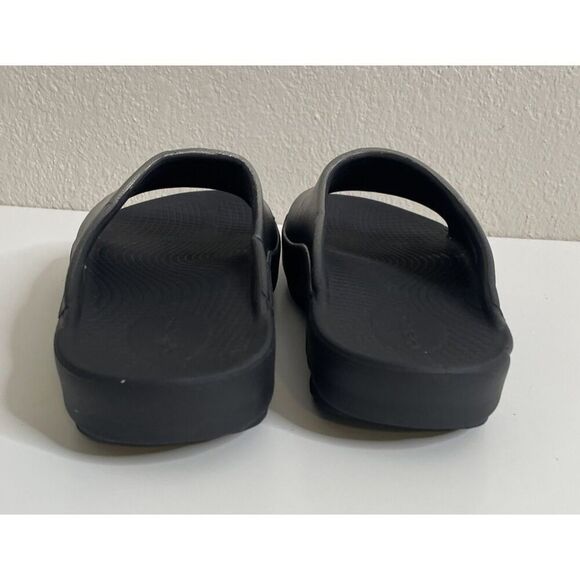 Oofos OOahh Luxe Slides Sandal Black Silver Womens Size 39 US 8 Mens 6 Slip On - Picture 6 of 10